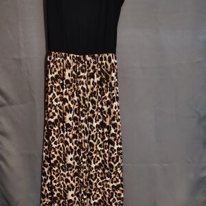 Black Top with Leopard Print Skirt Dress